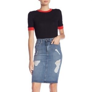 Good American High Waist Denim Pencil Skirt